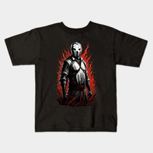 Red Flames Jason Kids T-Shirt